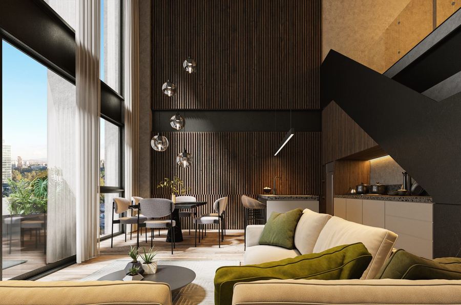 Render sala y comedor NARA Américas